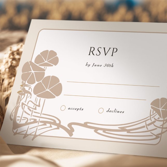 Tarjeta de Boda RSVP de Crema Botánica de moda (Subido por el creador)