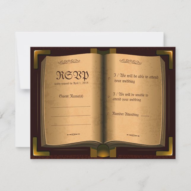Tarjeta de Boda RSVP de la antigua libreta de cuer (Anverso)