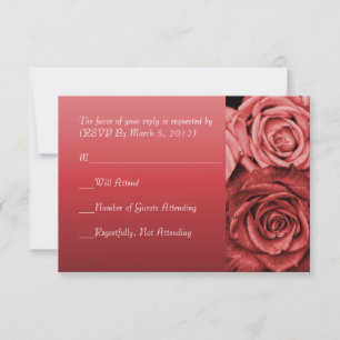 Tarjeta de boda RSVP de rosas rojas vendidas