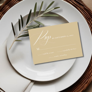 Tarjeta de Boda RSVP de Tan Minimalista moderno