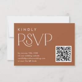 Tarjeta de Boda RSVP del código QR de Boho Terraco