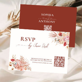 Tarjeta de Boda RSVP del código QR floral de Boho