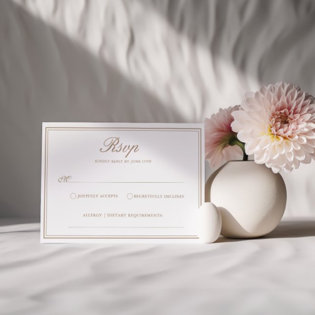 Tarjeta de Boda RSVP elegante de Taupe ligero clás (Subido por el creador)