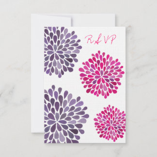 Tarjeta de Boda RSVP Hot Pink & Purple Floral Bloo