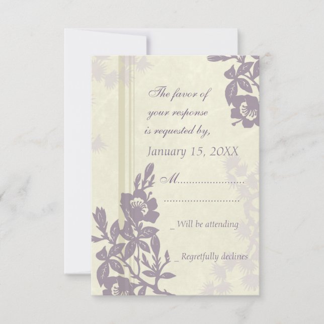 Tarjeta de Boda RSVP Purple Floral (Anverso)