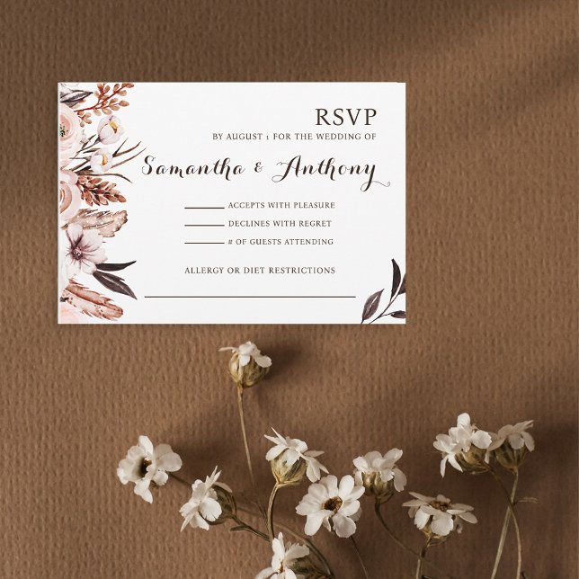 Tarjeta de Boda RSVP Rústica Floral (Subido por el creador)