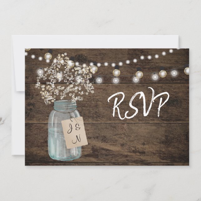 Tarjeta de Boda Rústica de la Lámina Mason (Anverso)