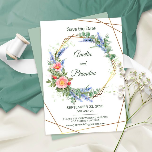 Tarjeta de boda rústica de lavanda para guardar la (Subido por el creador)