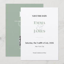 Tarjeta de boda Sage Two-Tone Ampersand Save the D