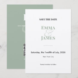 Tarjeta de boda Sage Two-Tone Ampersand Save the D