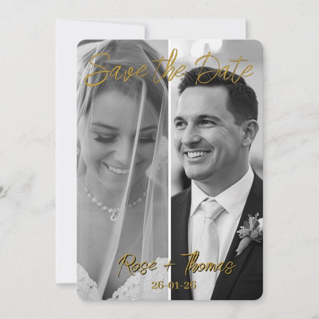 Tarjeta de boda simple moderna con foto (Anverso)