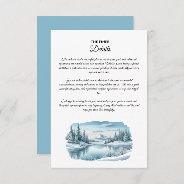 Tarjeta de Boda Snowy Mountain Winter Lake (Anverso / Reverso)