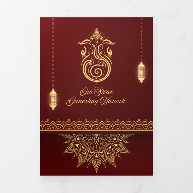 Tarjeta de boda tradicional india | 4 páginas dobl (Foto de portada)