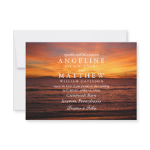 Tarjeta de Boda Tropical Beach Sand Sunset Sea