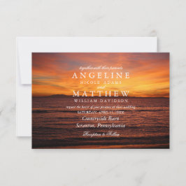 Tarjeta de Boda Tropical Beach Sand Sunset Sea