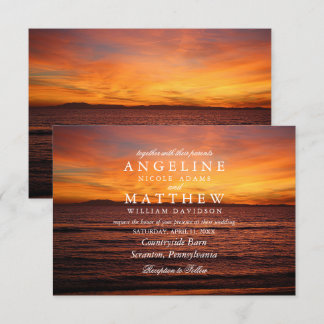 Tarjeta de Boda Tropical Beach Sand Sunset Sea