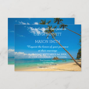 Tarjeta de Boda Tropical Destination Beach Sea