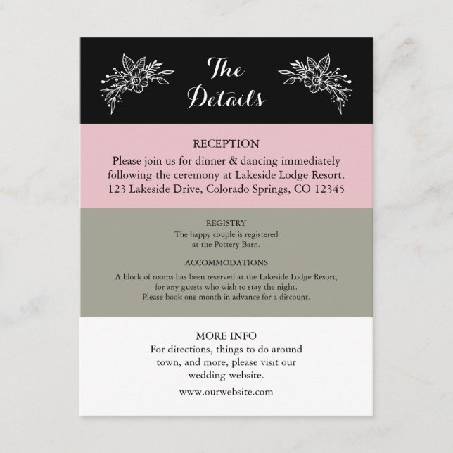 Tarjeta de Boda verde Rubor Pink Dusty Sage (Anverso)