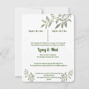 Tarjeta de boda vietnamita verde