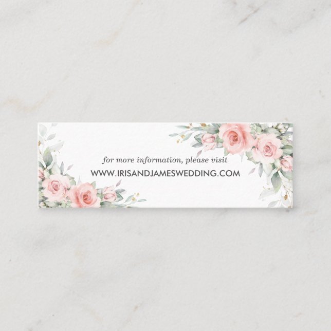 Tarjeta de Boda web suave Rubor Pink Floral Mini (Anverso)
