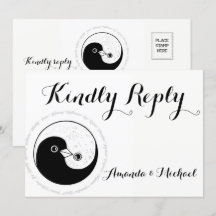 TARJETA DE BODAS AMABLES RESPUESTA b/w YinYang pal