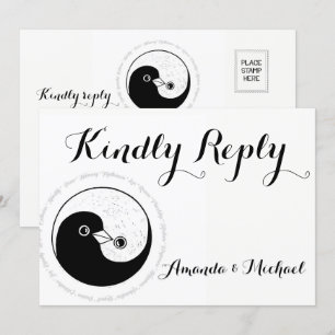TARJETA DE BODAS AMABLES RESPUESTA b/w YinYang pal