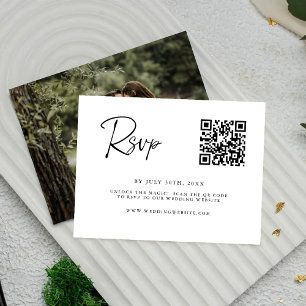 Tarjeta de bodas Chic Script Scan para RSVP