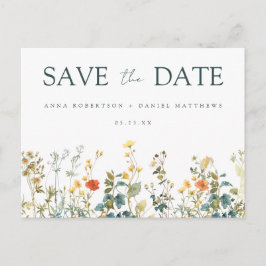 Tarjeta de bodas de flores silvestres elegantes pa