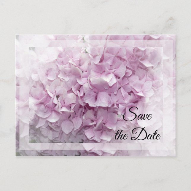 Tarjeta de bodas de Hortensia Rosa Suave para Guar (Anverso)