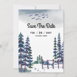 Tarjeta de bodas de invierno de montaña Save the D