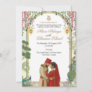 Tarjeta de bodas de novia y novio nepali