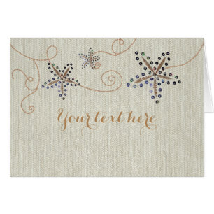 Tarjeta de bodas de playa con lentejuelas y elegan