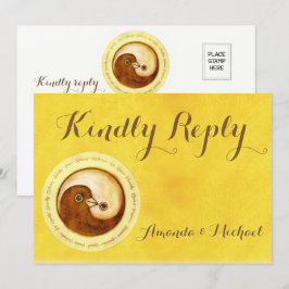TARJETA DE BODAS DE RESPUESTA AMABLE Gold YinYang