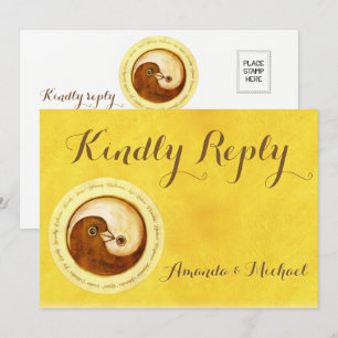 TARJETA DE BODAS DE RESPUESTA AMABLE Gold YinYang 