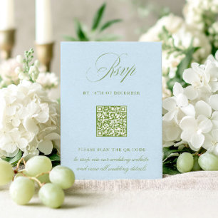 Tarjeta de bodas de respuesta con código QR verde 