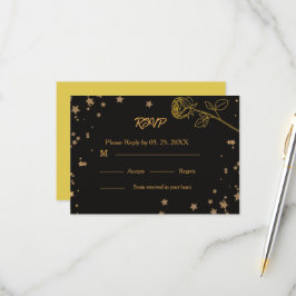 Tarjeta de bodas de respuesta de lujo en oro