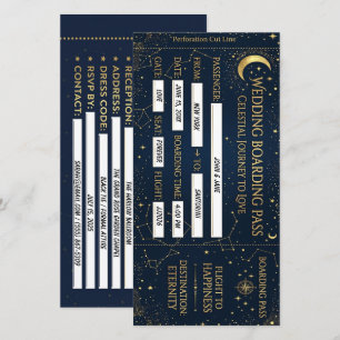 Tarjeta de bodas Pase de Abordaje Celestial para g
