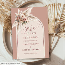 Tarjeta de Boho Arco Rosa Polvoriento Floral para