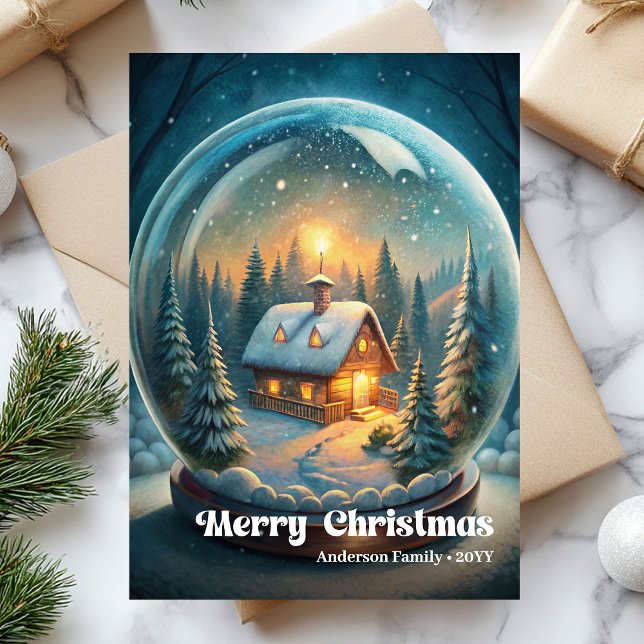 Tarjeta de bola de Navidad adornada con bayas de a (Adorned Christmas bells classic holly berries card)