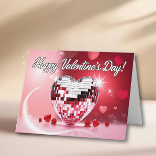 Tarjeta de bola disco El día de San Valentín perso