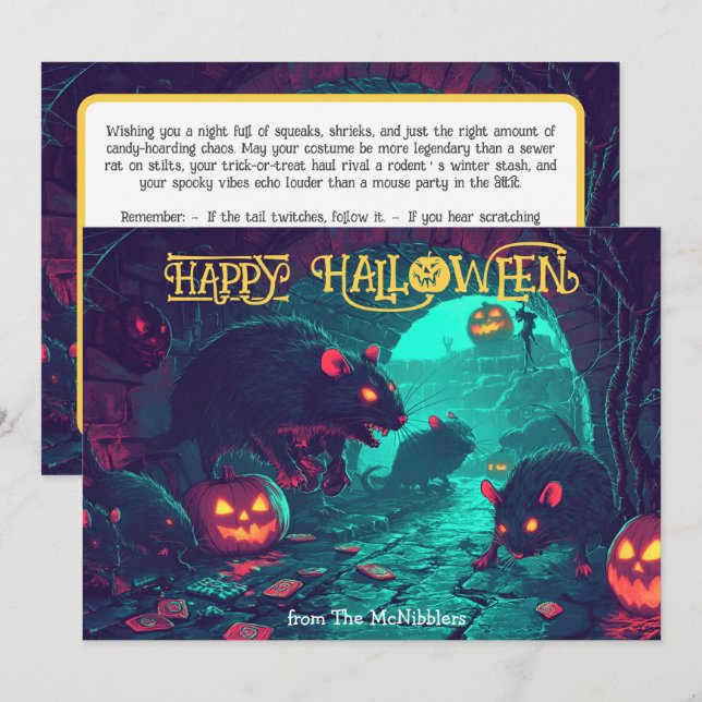 Tarjeta de bolas de Halloween Ratchelor (Anverso / Reverso)