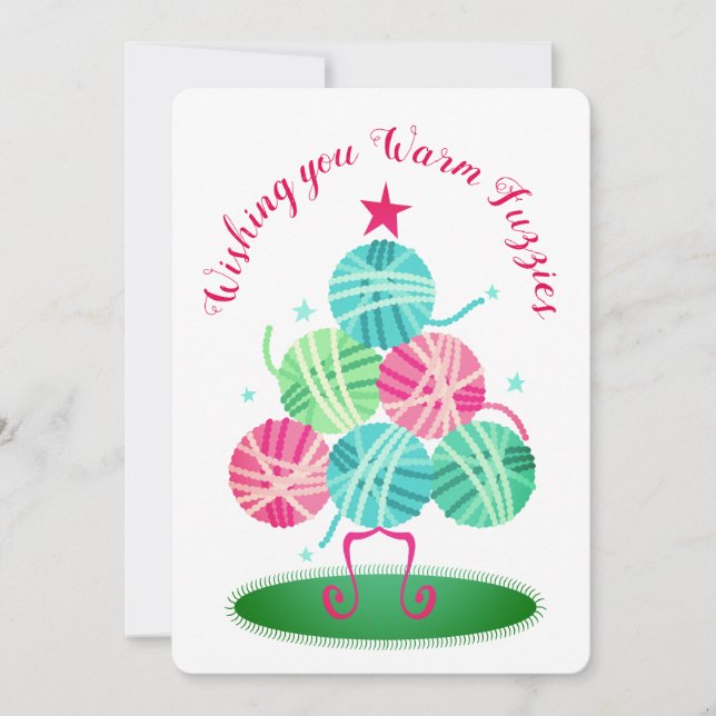 Tarjeta de bolas de Navidades de tejer de hilo (Anverso)
