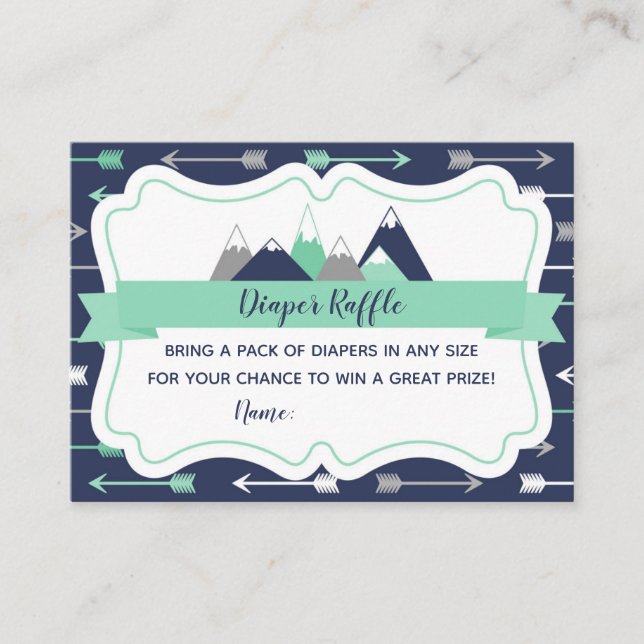 Tarjeta de boleto Baby Shower Diaper Raffle (Anverso)