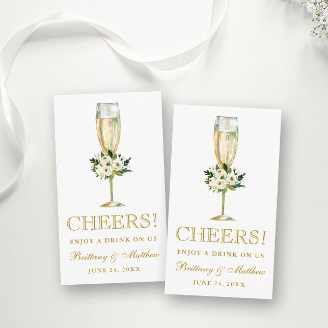 Tarjeta de boleto para bebidas Boda de color blanc (Customize to change text color, style, size or to add more text to back of card.)