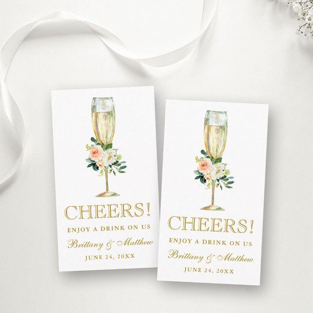 Tarjeta de boleto para bebidas de la recepción de  (Customize to change text color, style, size or to add more text to back of card.)