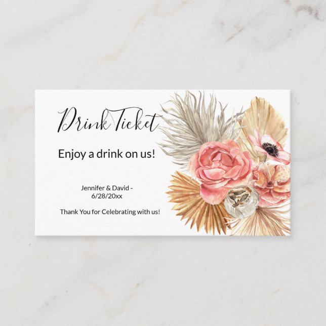 Tarjeta de boleto para boletos de la recepción de  (Anverso)