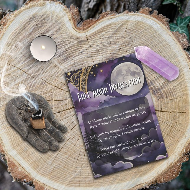 Tarjeta de bolsillo de invocación de luna llena Pa (Full Moon Invocation Card for Pagan and Wiccan Practice by Starborne Devotionals)