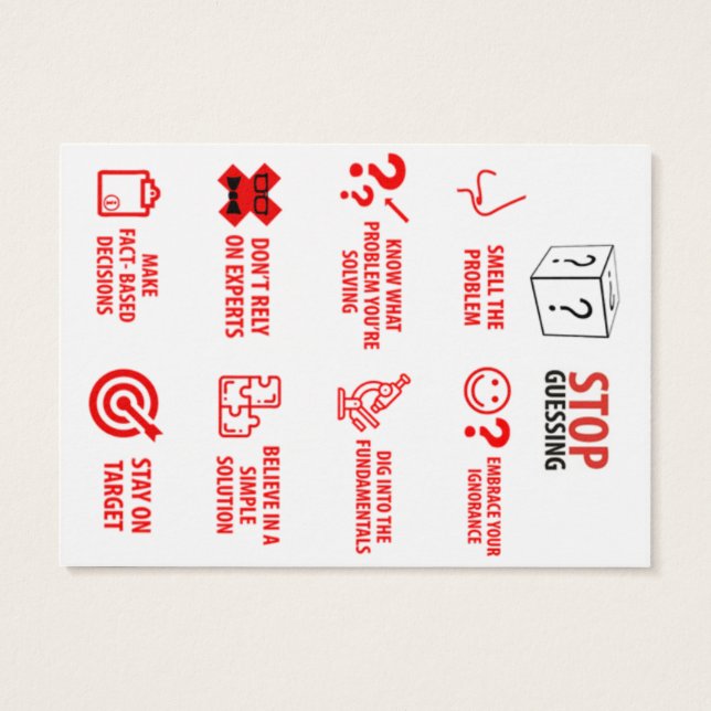 Tarjeta de bolsillo para dejar de adivinar, 2,5" x (Atrás)