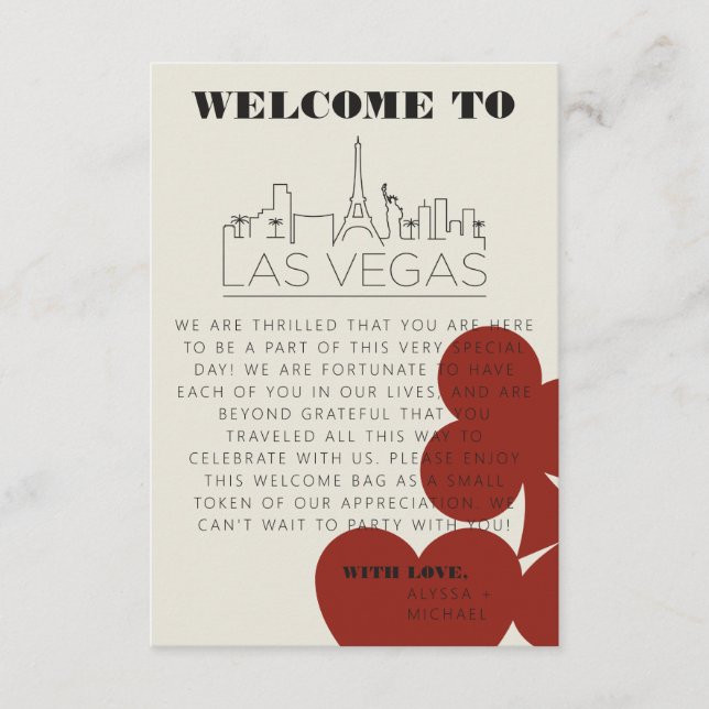 Tarjeta de bolsita de bienvenida para Boda del Cas (Anverso)