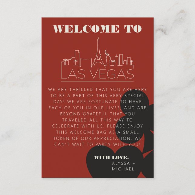 Tarjeta de bolsita de bienvenida para Boda del Cas (Anverso)